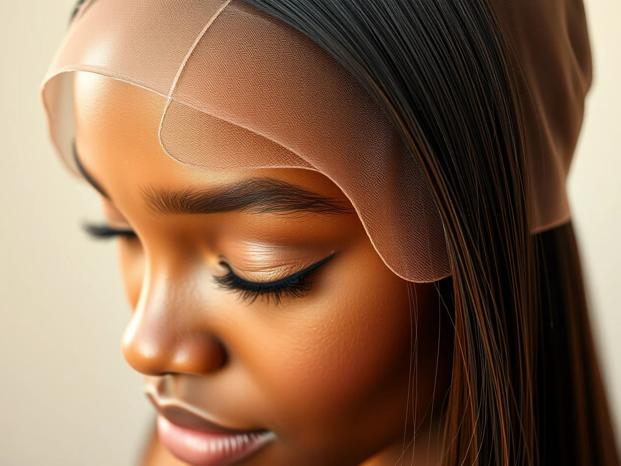 Close-up of an HD lace wig hairline melting into skin